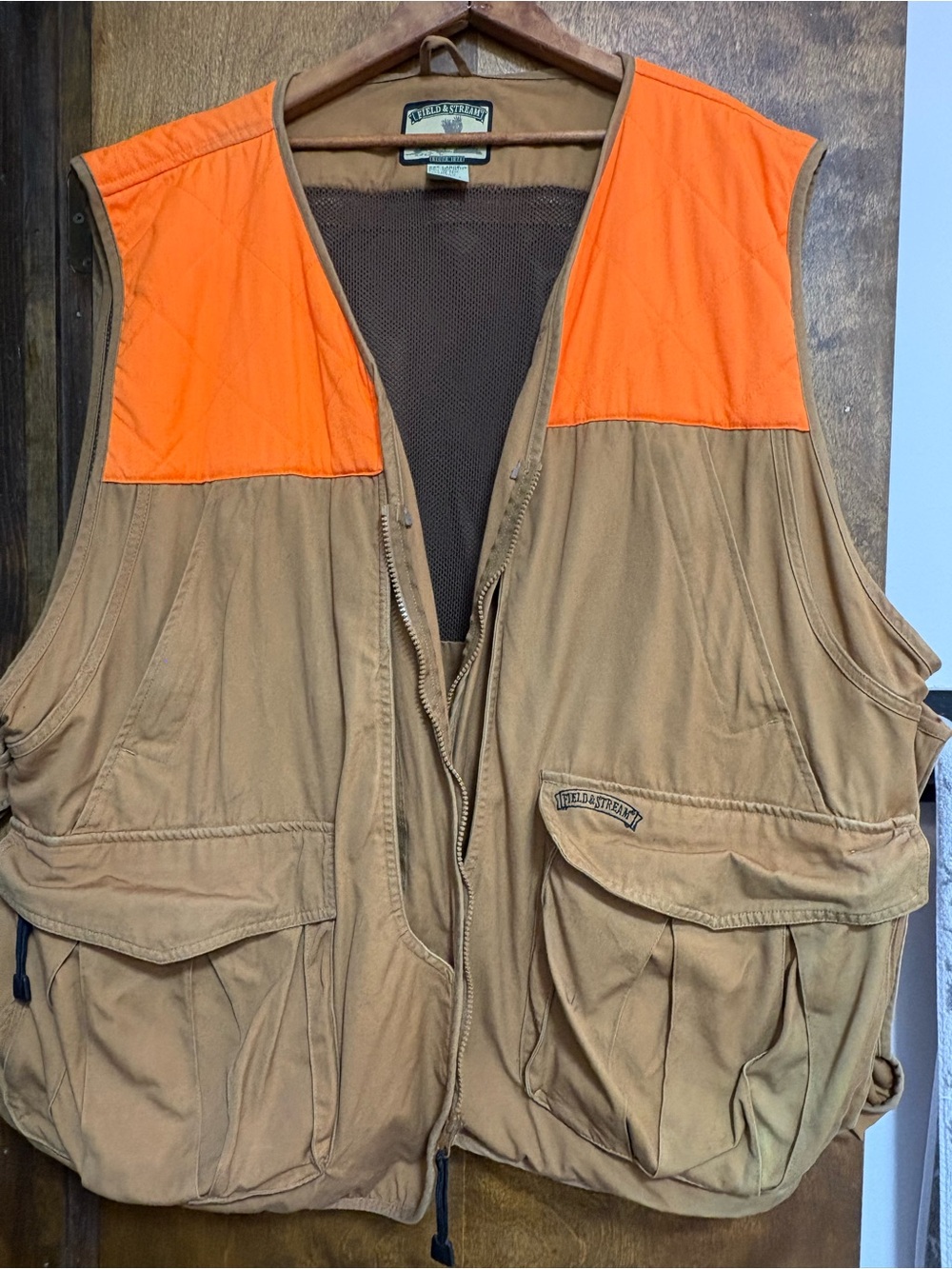 Field & Stream Brown and Orange Hunting Vest with Multiple Pockets